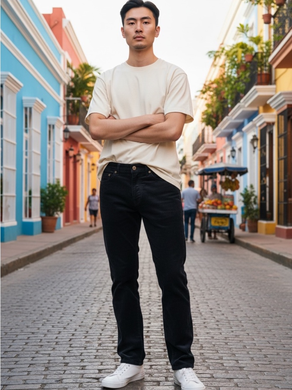 Peter Manning Men's Slim Fit Dark Blue Corduroy pants